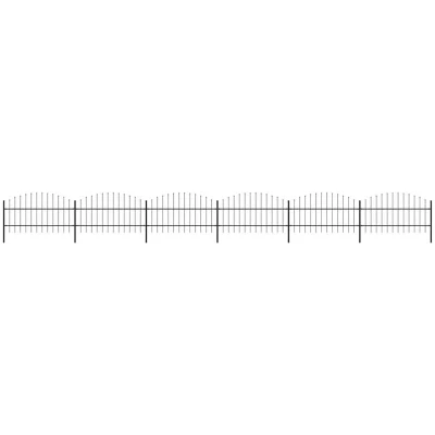 Image of vidaXL Garden Fence with Spear Top Steel (0.75 1)x10.2 m Black