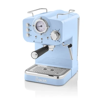 Image of Swan Retro Pump Espresso Coffee Machine Blue