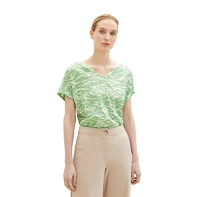 Image of TOM TAILOR Ladie&#039;s 1035256 Blouse, 31574 Green Small Wavy Design, 32