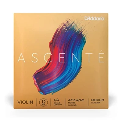 Image of D&#039;Addario Ascente Violin Strings with Ball Ends, Synthetic Core A313 4/4M D String 4/4 Scale Medium Tension