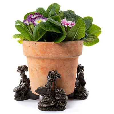 Image of Potty Feet Flower Fairies Geranium Fairy Figures Plant Pot Planter Riser Support 3pcs