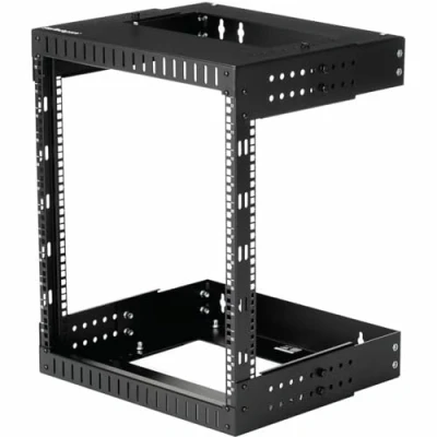 Image of StarTech.com 2 Post 12U Heavy Duty Wall Mount Network Rack, 19&quot; Open Frame Server Rack with Adjustable Depth, Data for IT / AV Patch Panel Computer Equipment (RK12WALLOA)