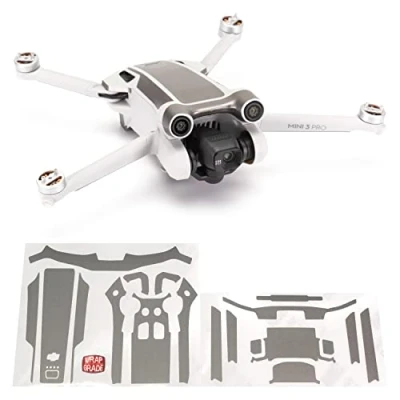 Image of WRAPGRADE Skin Stickers compatible with DJI Mini 3 Pro Accent Color (TITANIUM)