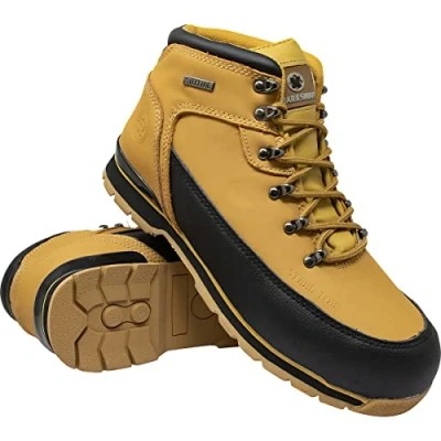 Image of BARGAINS GALORE MENS SAFETY TRAINERS SHOES BOOTS WORK STEEL TOE CAP HIKER ANKLE HONEY (6 UK)