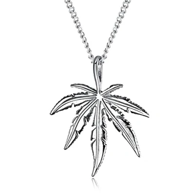 Image of Stainless Steel Men&#039;s Cannabis Weed Marijuana Leaf Pendant Necklace,Stainless Necklace