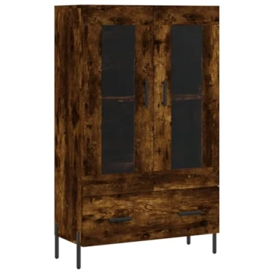 Image of vidaXL Highboard in Smoked Oak Modern Style Engineered Wood Media Storage with Metal Legs for Living Room and Bedroom