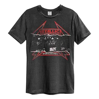 Image of Amplified Metallica &#039;Young Metal Attack&#039; (Charcoal) T Shirt Clothing (Small)