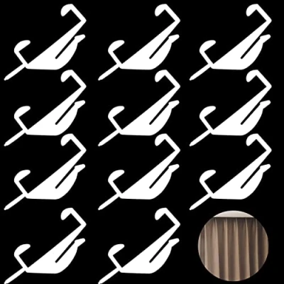 Image of 50 PCS Curtain Hooks, Tack Hooks Plastic White Curtains Rail Gliders Sliding for Track Window, Shower, Door