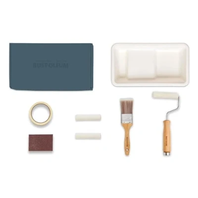 Image of Rust Oleum Ready to Roll Eco Paint Kit (Small) Kitchen Tile Satin Deep Blues