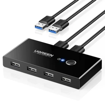 Image of UGREEN USB 2.0 Switch, 2 In 4 Output KVM Switch with Pack 1.5M A to Cable for Mouse Keyboard, Peripheral Sharing Switcher Compatible PC, Laptop, Scanner, Printer
