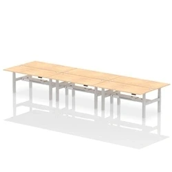 Image of Air B2B 1800x800mm Height Adjustable 6P Bench Desk CP Maple/Silver