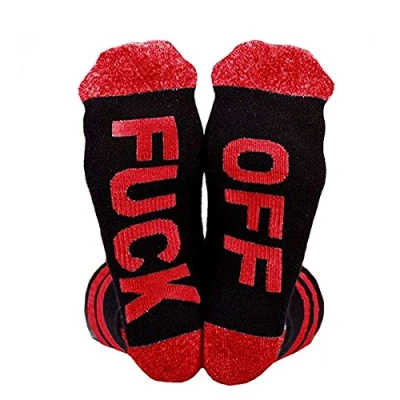 Image of Himozoo Womens FUCK OFF Socks Funny Casual Cotton Ribbed Knit Half Crew Novelty Gifts for Women Wife