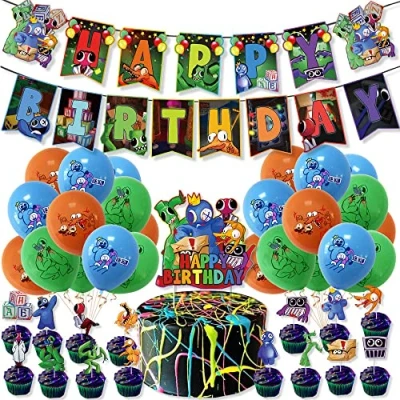 Image of Birthday Party Supplies, Theme Decorations Happy Banner, Cake Topper, Cupcake Toppers, Balloons for kids