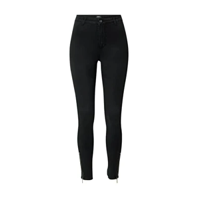Image of Bestseller A/S Women&#039;s Onlroyal Hw Sk Hem Zip Clean La Pimbox Jeans, Washed Black, L / 30L
