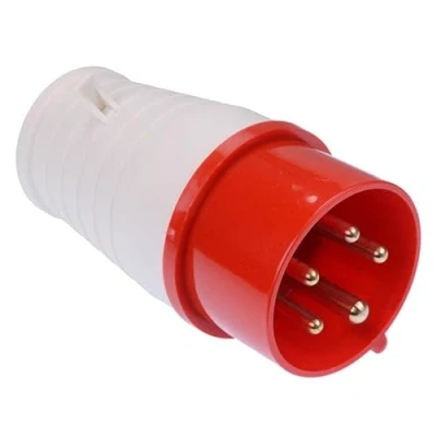 Image of Red 16A 415V 3P+N+E Industrial Plug 5 Pin IP44 Cable Mount IEC60309 1/2