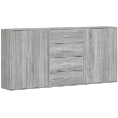 Image of vidaXL Sideboards 3 pcs Grey Sonoma 60x31x84 cm Engineered Wood