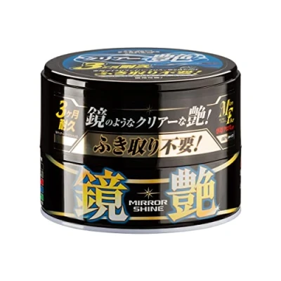 Image of SOFT99 Mirror Shine Wax Dark 200 g Incredible &amp; Protection with Extreme Water Beading Action Chemical Resistance for Up to 3 Months High Gloss and Finish Kit Microfibre Cloth