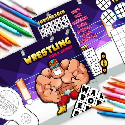 Image of Pack of 18 Wrestling Fun and Games Activity Sheets Party Bag Books Fillers