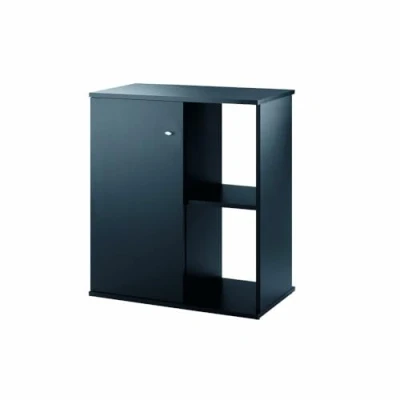 Image of Ferplast Hydor Wooden Aquarium Cabinet Stand Cayman 60, Push Pull Doors, Water Resistant Top, Adjustable Feet, Black