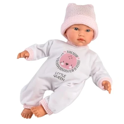 Image of Llorens 1030010 Cuquita Doll with Blue Eyes, Baby Soft Body, Includes Romper and Hat, 30 cm