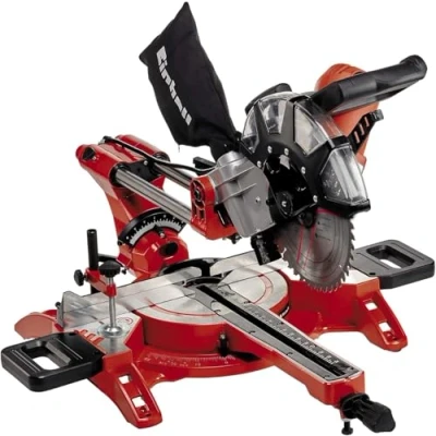 Image of Einhell 4300395 Dual Drag, Crosscut and Miter Saw TC SM 2534/1 (Maximum 2350 W, Integrated Drag Function, Head Tilts to Left/Right, Laser, Include Carbide Tipped Precision Blade)