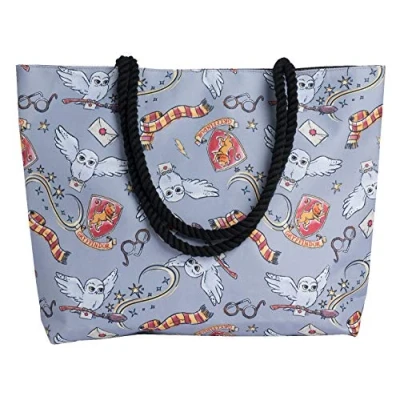 Image of Harry Potter Tote Travel Bag Gryffindor Hedwig All Over Print Grey