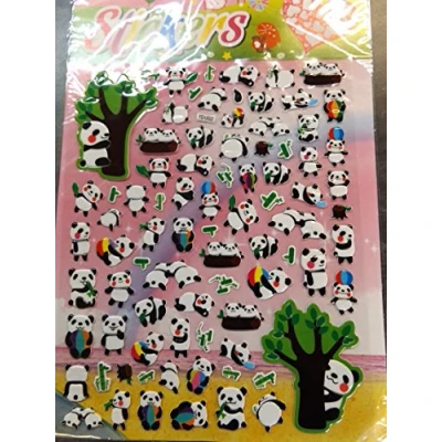 Image of Fat catz copy 1x Large Sheet Cute Panda Zoo Animal Puffy 3D Style Decal Re Usable Stickers for Craft Kids Scrap Books Birthday Cards