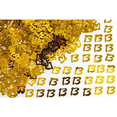 Image of 28g Gold 13th Birthday Confetti Foil Metallic Glitz Table Scatter Sprinkles Age Bday Party Decorations
