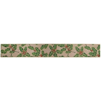 Image of Oaktree UK Eleganza Wired Edge Holly 63mm x 9.1m Design No.379, Natural