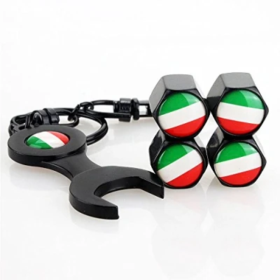 Image of 4Pcs/Set Car Auto Wheel Tyre Tire Stem Air Valve Caps Dust Covers Italian Flag For Car/Motorcycle,Air Leakproof And Protection Your