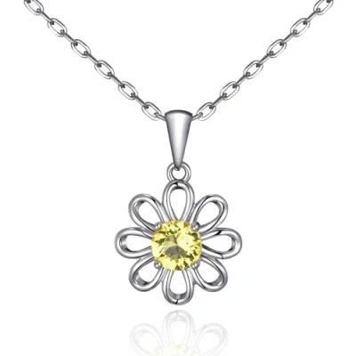 Image of Philip Jones Daisy Necklace Created with Zircondia® Crystals