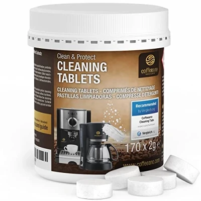Image of Coffeeano Clean&amp;Protect 170 Cleaning tablets for all coffee machines. tabs compatible with brands and Incl. e book
