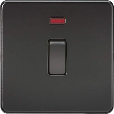 Image of KnightsBridge Screwless 20A 1G DP Switch with Neon Matt Black