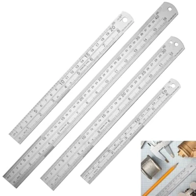Image of Ruler Metal Straight Edge Stainless Steel 6 Inch 8 12 16 Set Rulers Bulk of 4