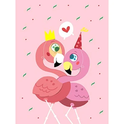 Image of Wee Blue Coo Kawaii Flamingo Love Large Wall Art Print Canvas Premium Poster