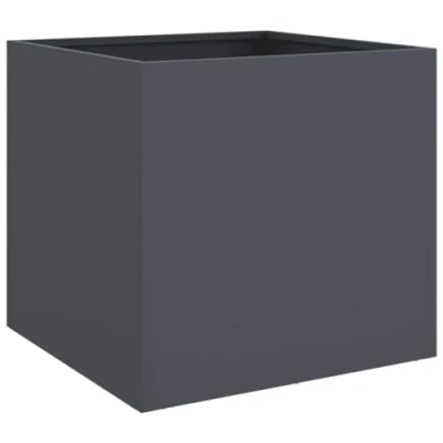 Image of vidaXL Cold Rolled Steel Planters 2 pcs Set in Anthracite, 42x40x39 cm, Durable Frame for Gardens, Balconies, Patios Modern Rectangular Design, Indoor/Outdoor