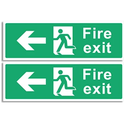 Image of RubiGo 1/2/4/6 Pack of Fire Exit Sign (LEFT ARROW) Signs Self Adhesive 30 X 10cm Escape Sticker Emergency Signage (2)