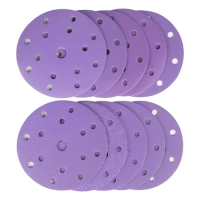 Image of 150mm Sanding Discs,100Pcs 15 Holes Hook and Loop Disc,10 Each of 60/80/120/150/180/220/320/400/600/800 Mixed Grits, 6 Inch Pads for Random Orbital Sander