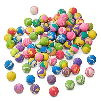 Image of THE TWIDDLERS 90 Mini Bouncy Balls with Vibrant Marble Colours, 3cm Rubber for Kids Birthdays, Party Bag Fillers &amp; Prizes Assorted Colours