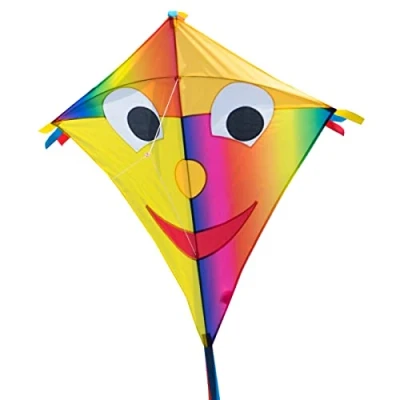Image of CIM Large Kids kite SUPER Happy Eddy Joker XL Single line for children from the age of 6 years up 90x98cm including and striped tails