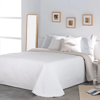 Image of VIALMAN Lightweight Bedspread Sofia 26 Double Bed Quilt Size 230 x 270 cm &amp; Sofa Throw Beige