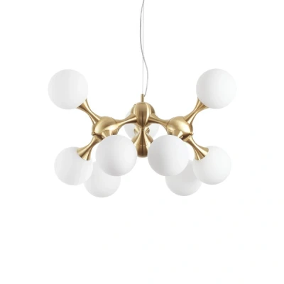 Image of Nodi Indoor Mutli Arm Ceiling Pendant Lamp 9 Lights Brass Satin, E14