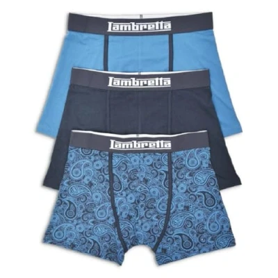 Image of Lambretta Mens 3 Pair Pack of Boxer Shorts (UK, Alpha, L, Regular, Navy Blue)