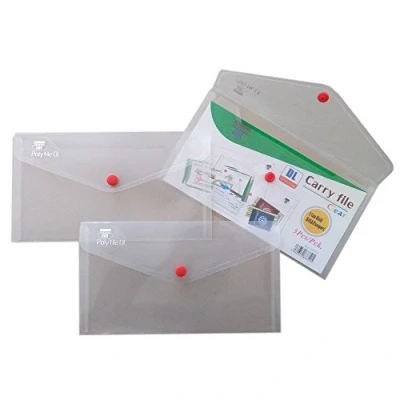 Image of ARK Carry File DL Popper Wallet with Press Stud Clear (Pack of 5) 33515