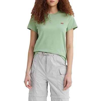 Image of Levi&#039;s Women&#039;s The Perfect Tee Core Chesthit Logo T Shirt, Granite Green, XXS