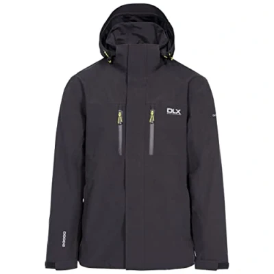 Image of DLX Men Oswalt Waterproof Jacket with Removable Hood &amp; Underarm Ventilation Zips Dark Grey, M