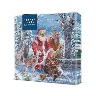 Image of Paw Napkins 3 Ply (33 x 33 cm) I 20 Pieces Paper Colorful for The Christmas Table Christmas, Winter, Snow, Santa Claus Santa’s Gifts