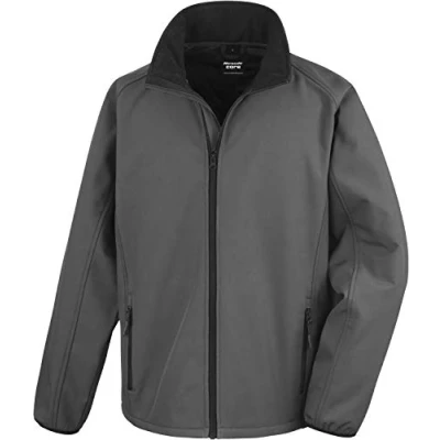 Image of Result Men&#039;s Core Printable Soft Shell Jacket, Grey (Cha/Blk), XXXX Large(Size:4XL)