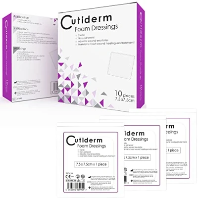 Image of Cutiderm Foam Non Adhesive Sterile Wound Dressing 7.5cm x Pack of 10 Dressings