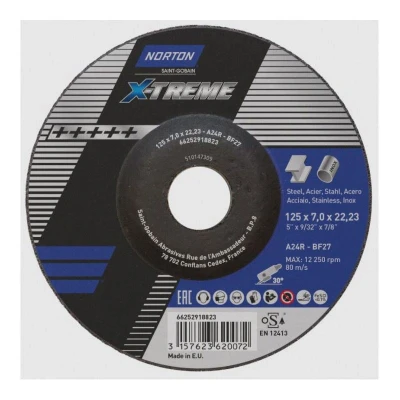Image of Norton Saint Gobain 125x7.0x22.23mm Nor Xtreme Grinding Disc A24R Type 27